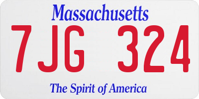 MA license plate 7JG324