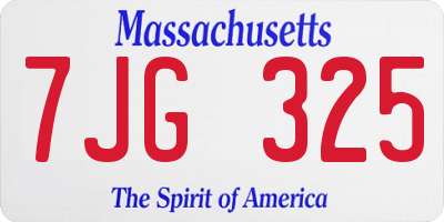 MA license plate 7JG325