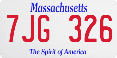 MA license plate 7JG326