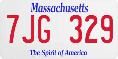 MA license plate 7JG329
