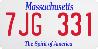 MA license plate 7JG331