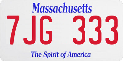 MA license plate 7JG333