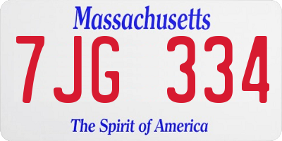 MA license plate 7JG334