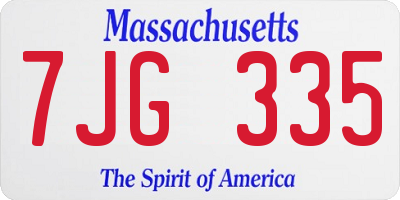 MA license plate 7JG335