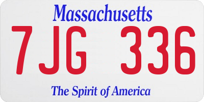 MA license plate 7JG336