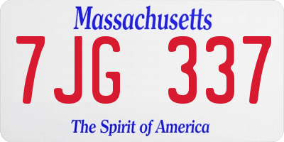 MA license plate 7JG337