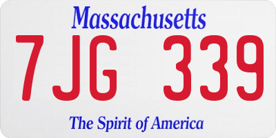 MA license plate 7JG339