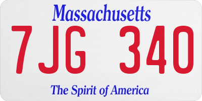 MA license plate 7JG340