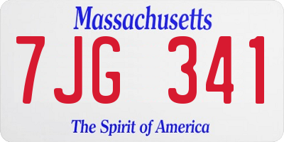 MA license plate 7JG341