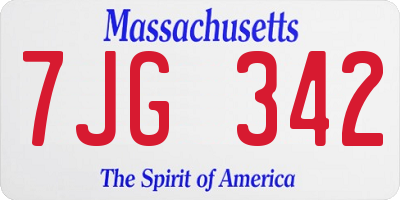 MA license plate 7JG342