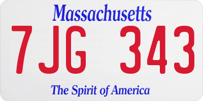 MA license plate 7JG343