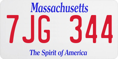 MA license plate 7JG344