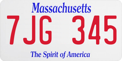 MA license plate 7JG345