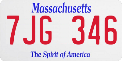 MA license plate 7JG346