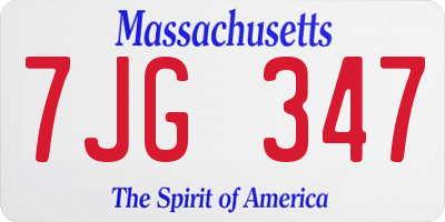 MA license plate 7JG347