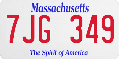 MA license plate 7JG349