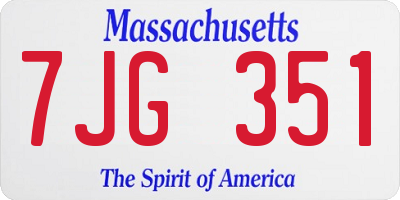 MA license plate 7JG351
