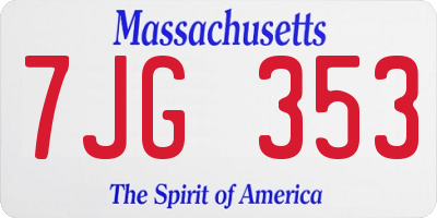 MA license plate 7JG353