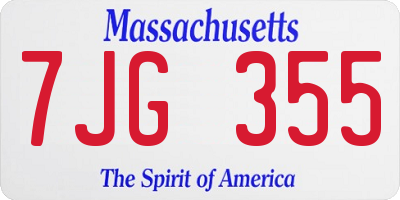 MA license plate 7JG355