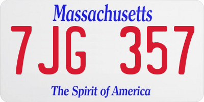 MA license plate 7JG357