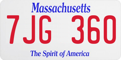 MA license plate 7JG360