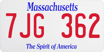 MA license plate 7JG362