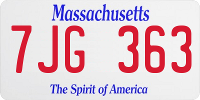 MA license plate 7JG363
