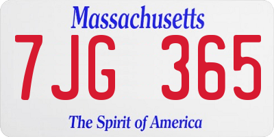 MA license plate 7JG365