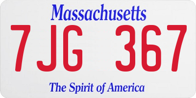 MA license plate 7JG367