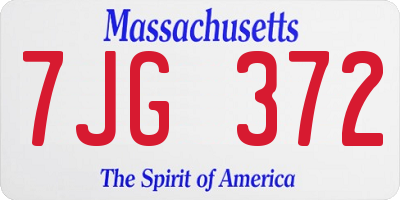 MA license plate 7JG372
