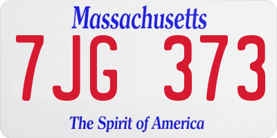 MA license plate 7JG373