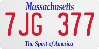 MA license plate 7JG377