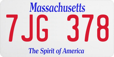MA license plate 7JG378