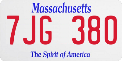 MA license plate 7JG380
