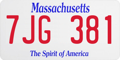 MA license plate 7JG381