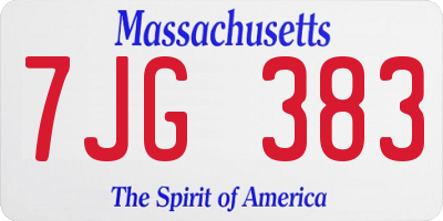 MA license plate 7JG383