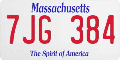 MA license plate 7JG384