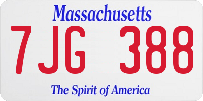 MA license plate 7JG388