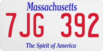 MA license plate 7JG392
