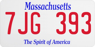 MA license plate 7JG393