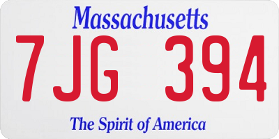 MA license plate 7JG394