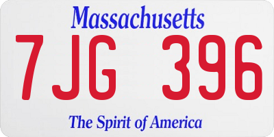 MA license plate 7JG396