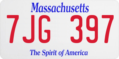 MA license plate 7JG397