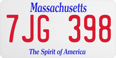 MA license plate 7JG398