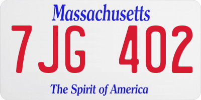 MA license plate 7JG402