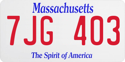 MA license plate 7JG403