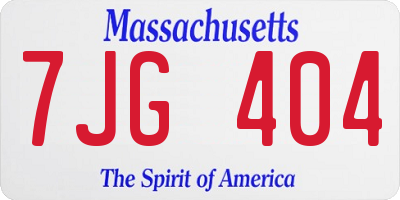 MA license plate 7JG404