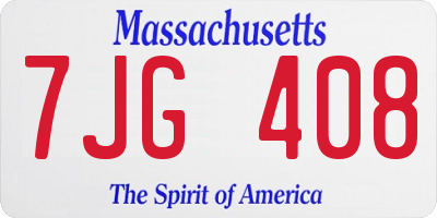 MA license plate 7JG408