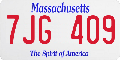 MA license plate 7JG409