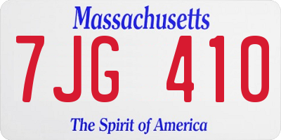 MA license plate 7JG410